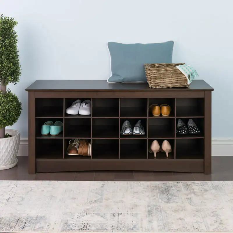

Storage Cubby Shoe Rack, Wood, Brown