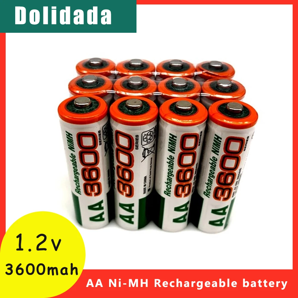 

10 шт., аккумуляторные батарейки AA 1,2 в, 3600 мАч