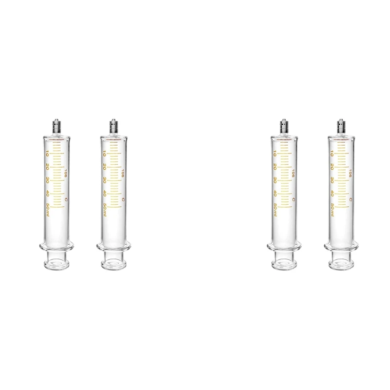 

4 Pack Luer Lock Reusable Glass Syringe With No Needle, 50Ml
