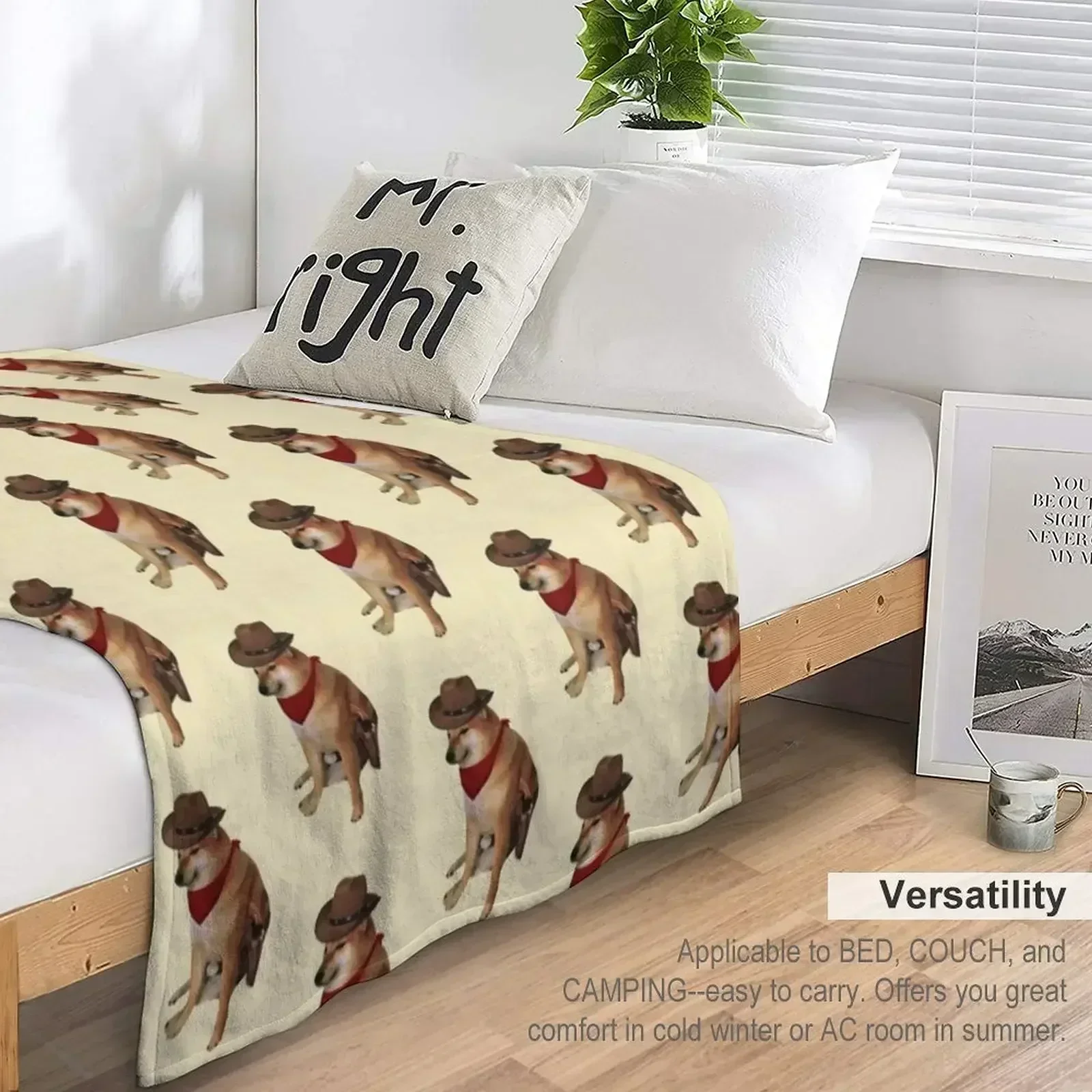 Одеяло Cheems Doge Cowboy пушистые плюшевые одеяла