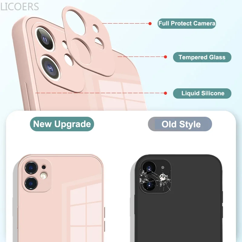 Стеклянный чехол для iPhone 16 15 14 13 12 11 Pro Max Mini X XR SE 8 Plus