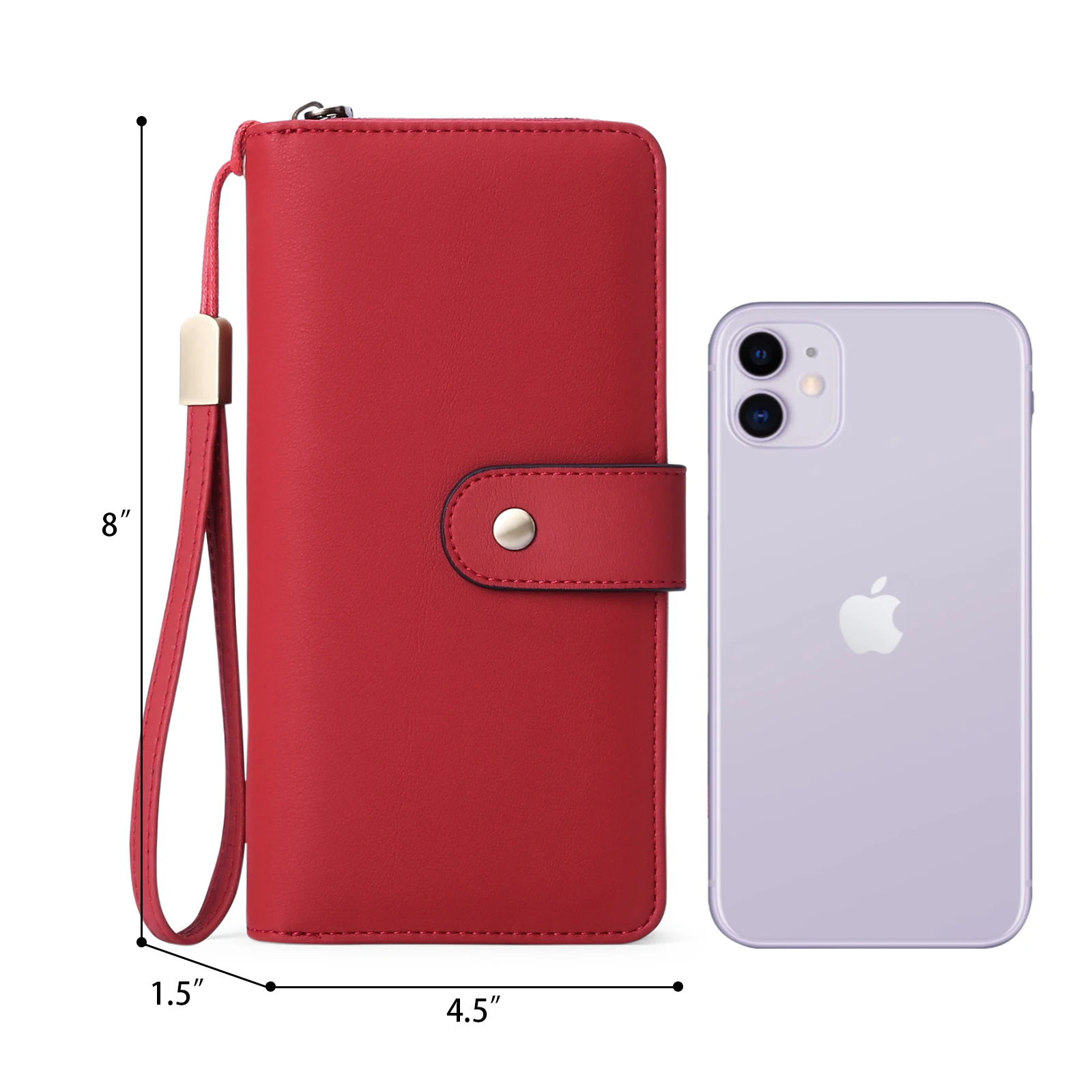 SENDEFN Long Women's Wallet RFID Anti-theft Clutch Bag PU Leather Coin Purse Zipper Wallet ID Card Holder Wrist Bag