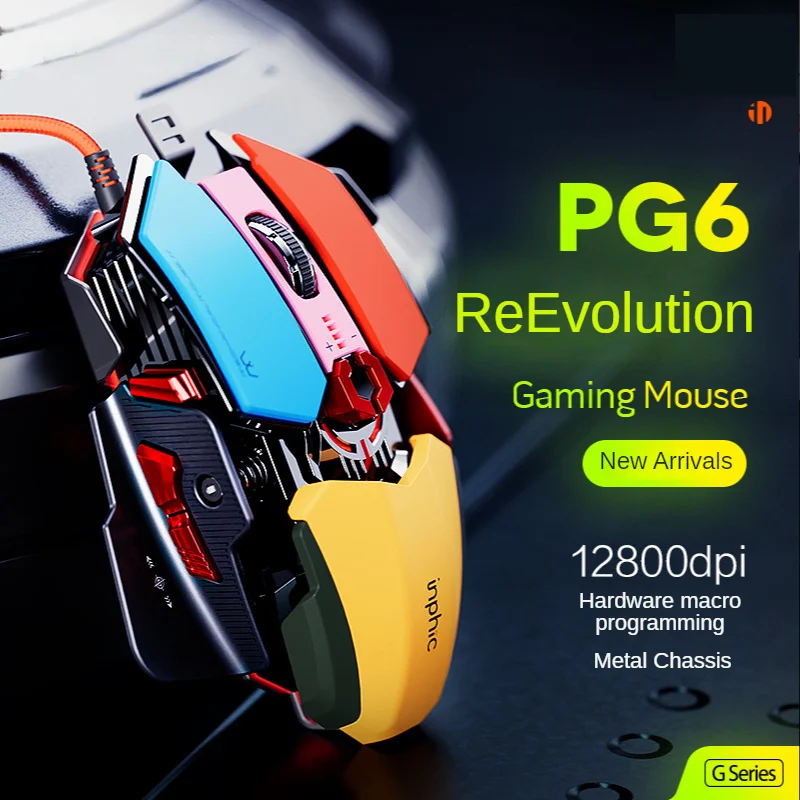 

PG6 Macro Computer Mouse USB Wired Gaming Mice RGB Silent Mause 12800 DPI Game Mouse With 9 Button For PC Laptop Desktop Gamer