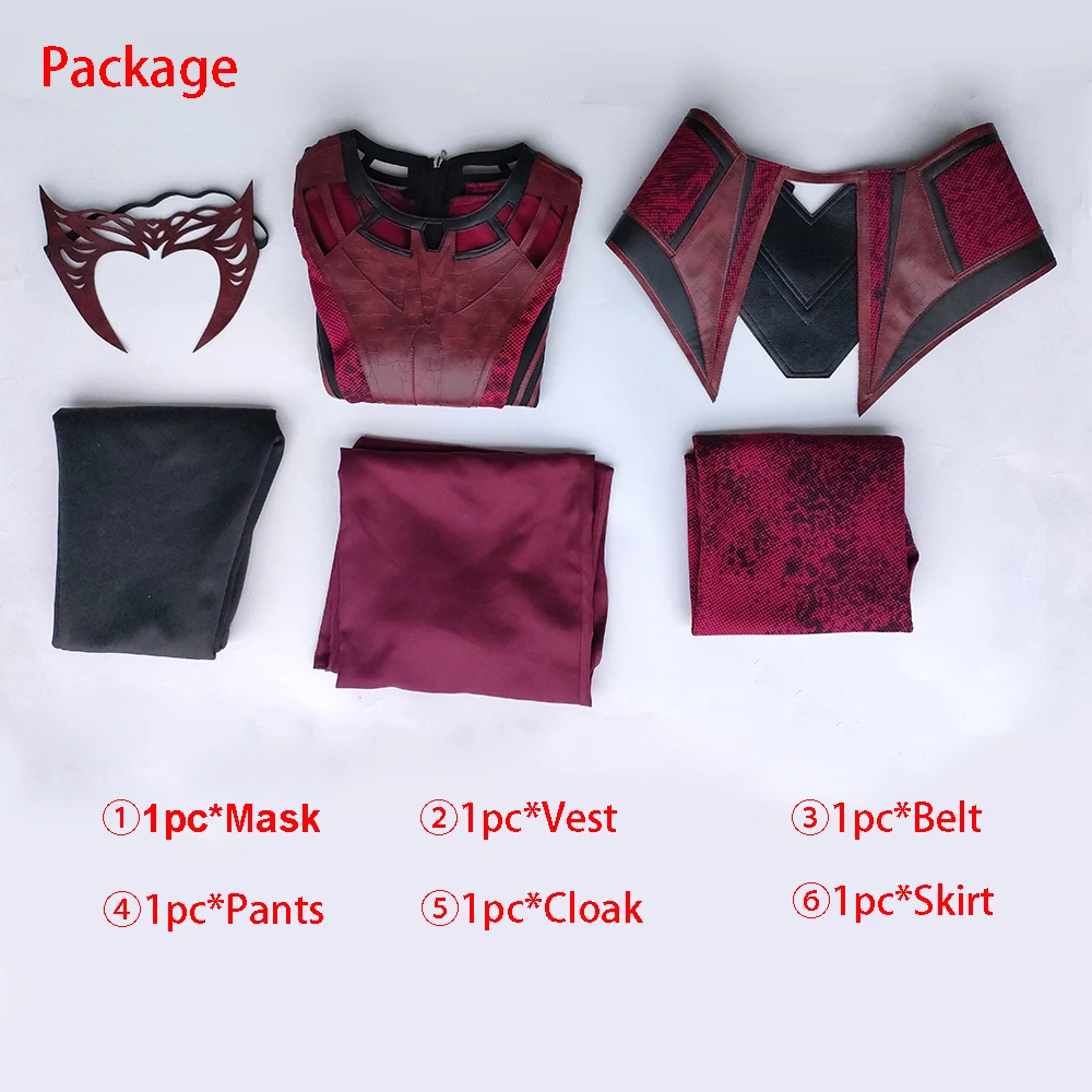 Superheroine Wanda Cosplay Maximoff Costume Women Suit With Headwear Scarlet Cosplay Outfit In Multiverse of Madness Witch Outfi