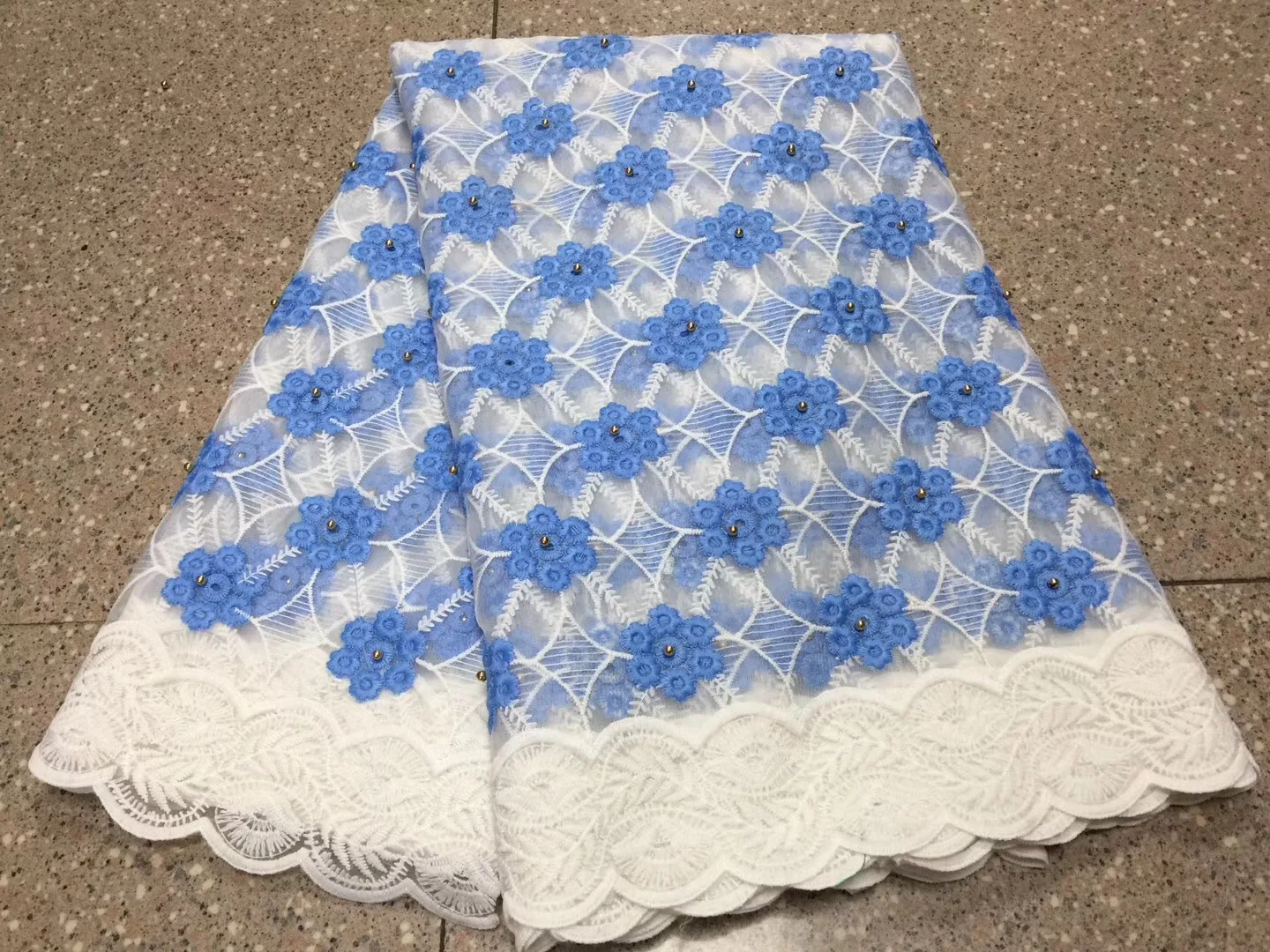 

Latest Hot Sale African Laces Fabrics Embroidered High Quality French Lace Fabric Nigerian Net tulle Lace Fabric