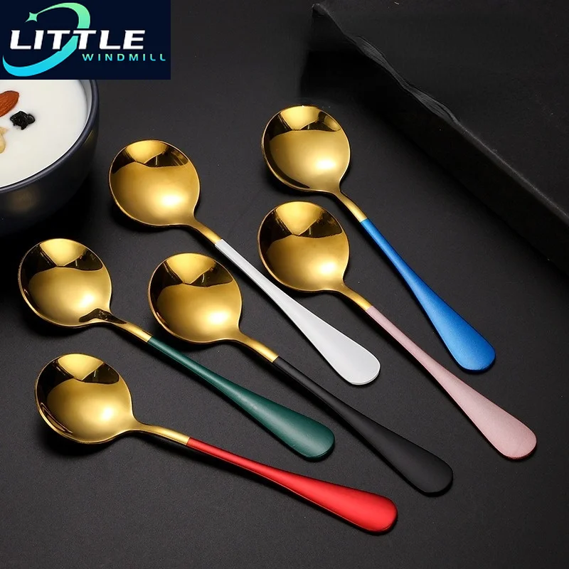 

16cm*4cm Stainless Steel Coffee Spoons Round Head Home Tea Ice Cream Dessert Spoon Dinner Tableware Kitchen Accessories