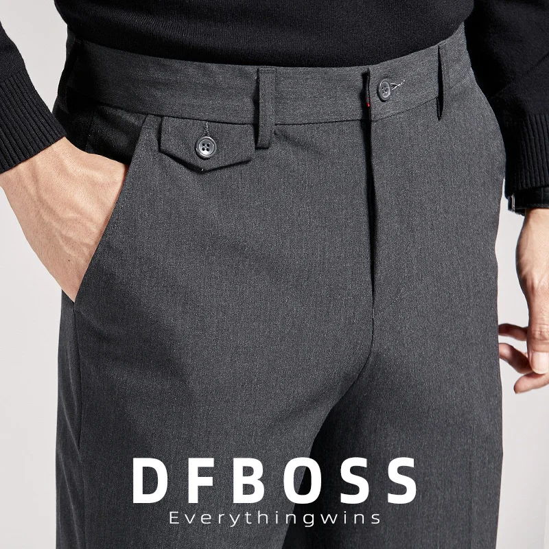 

Брендовые мужские классические брюки, 3 цвета, классический стиль, деловой стиль, повседневные, девяти точечные прямые облегающие мужские брюки на все сезоны