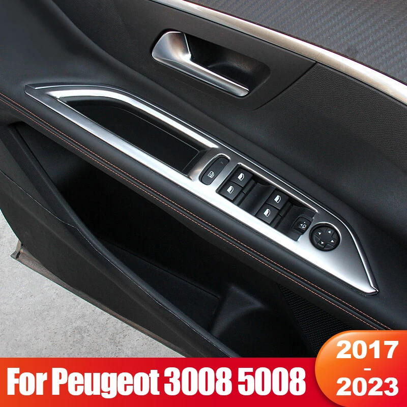 

For Peugeot 3008 5008 GT Hybrid 2017 2018 2019 2020 2021 2022 2023 Car Window Glass Lift Switch Panel Button Cover Accessories