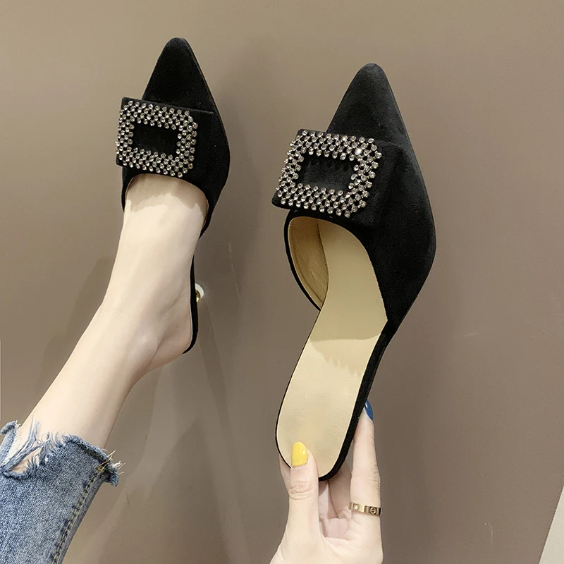 

Sandals Female Summer Wear Shoes Female 2022 New Sweet Baotou Half Slippers High Heel Stiletto Women's Shoes Size 35-40