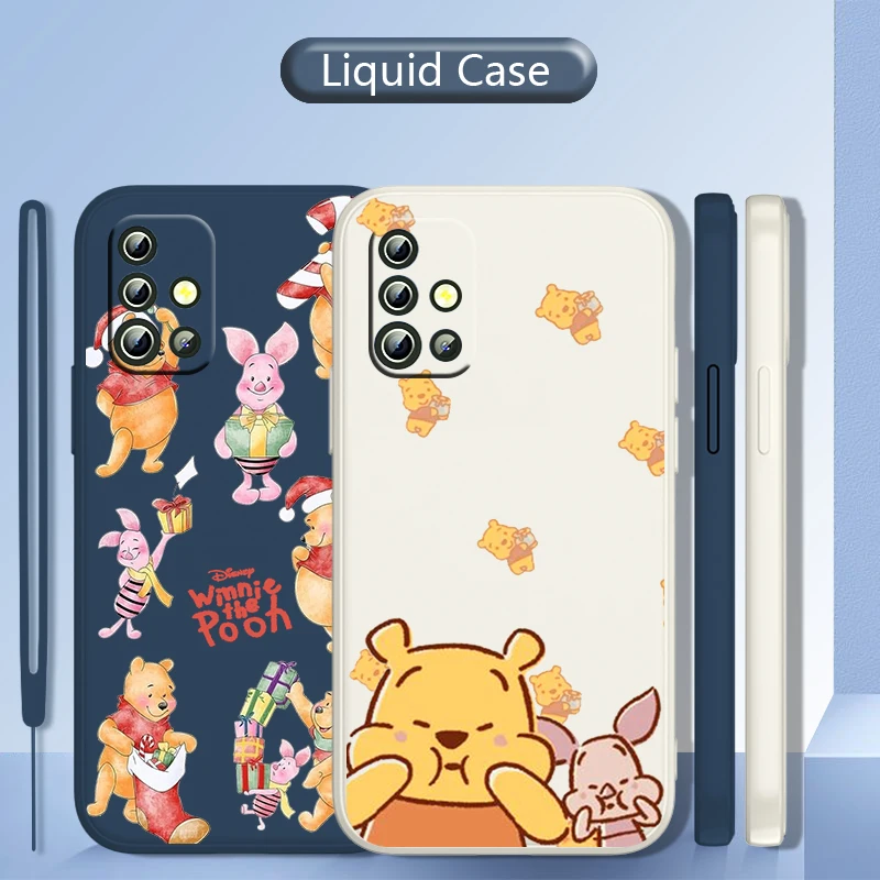 

Anime Winnie the Pooh Phone Case For Samsung Galaxy A73 A53 A33 A52 A32 A22 A71 A51 A21S A03S 4G 5G Liquid Rope Cover
