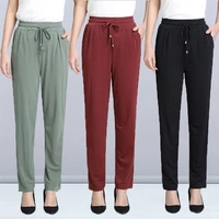 womens pants 2022 summer casual loose comfortable long thin ice silk baggy pants ladies high waist joggers trousers woman