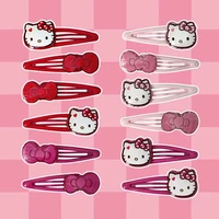 4pcs kawaii sanrioed hair clip anime hello kt diamond bow cartoon bangs hairpin cute accessories children sweet headdress decor
