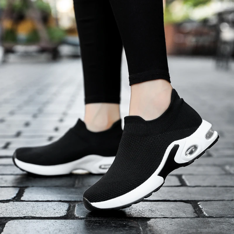 Sneakers Women Summer Lightweight Mesh Breathable Soft Fashion Breathable Running Lightweight Slip-On Height Increasing
