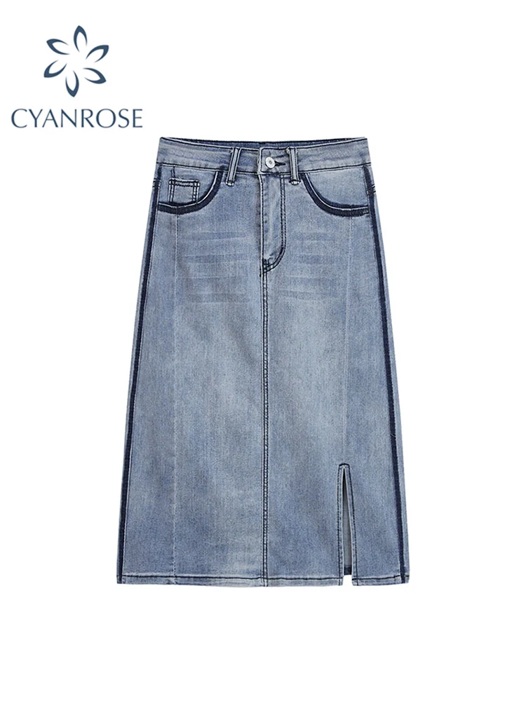

Korean Style Jeans Skirt Women Young Chic Harajuku Skirts Denim Ladies Novelty Street Leisure High Waist A Line Blue Jupe Femme