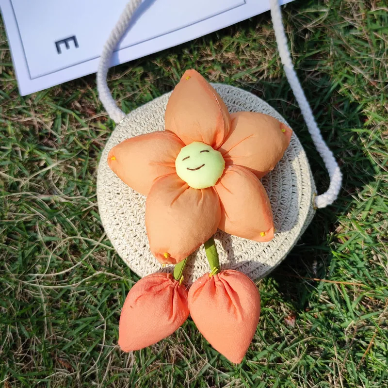 Summer Hand-woven Straw DIY Small Bags Wholesale Children's Mini Cute Flowers Kids Crossbody Bag Children's Day Gifts