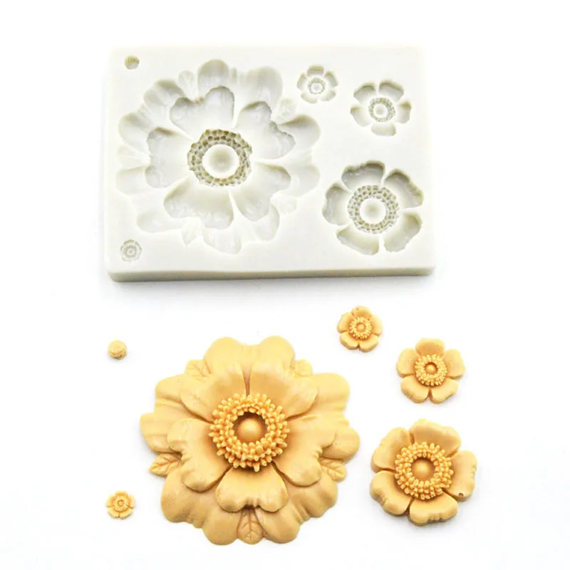 

3D Rose Flower Chocolate Silicone Mold Sugar Cookies Chocolate Mould Cake Lace Decoration Clay DIY Cake Baking Decoration