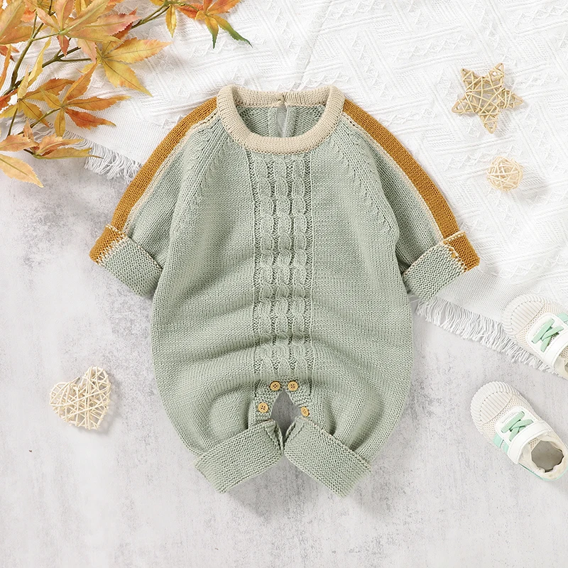 

Baby Rompers Clothes Autumn Casual Long Sleeve Knitted Newborn Boys Girls Jumpsuits Playsuits Winter Toddler Infant Outfit 0-18m