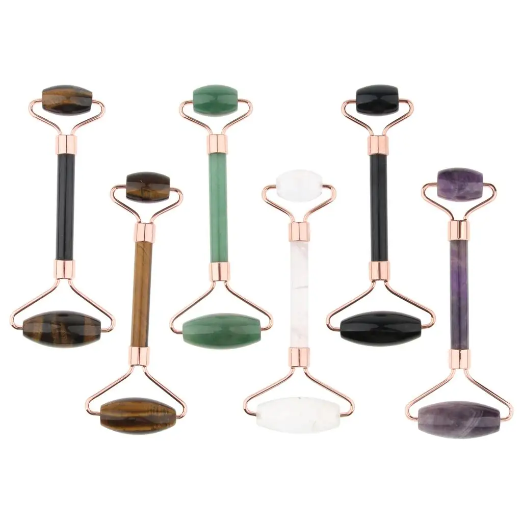 Натуральный нефритовый двойной массажер для лица с роликовым колесом