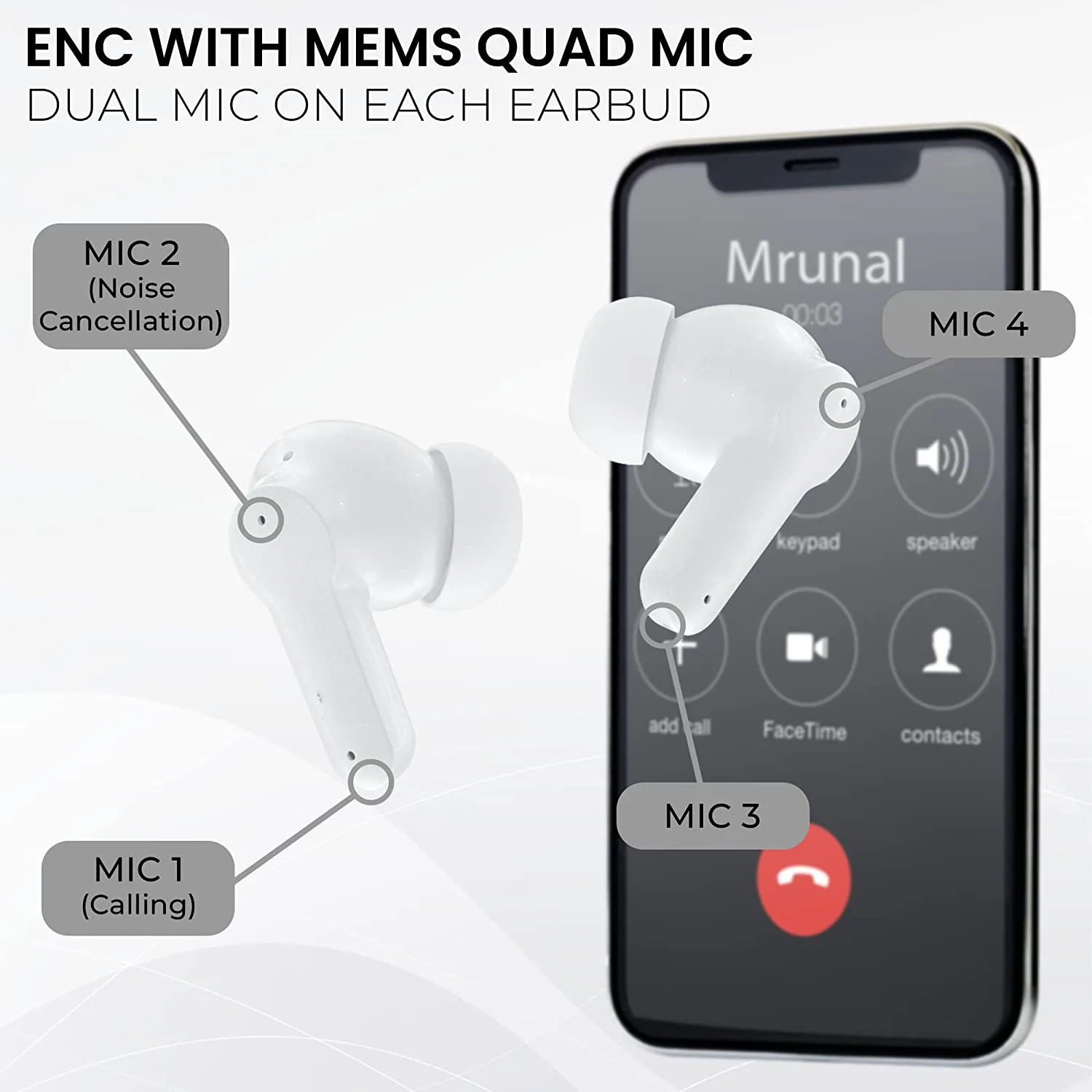 TWS A8 Bluetooth-гарнитура Металлический корпус Игровые беспроводные наушники 5 3 ENC