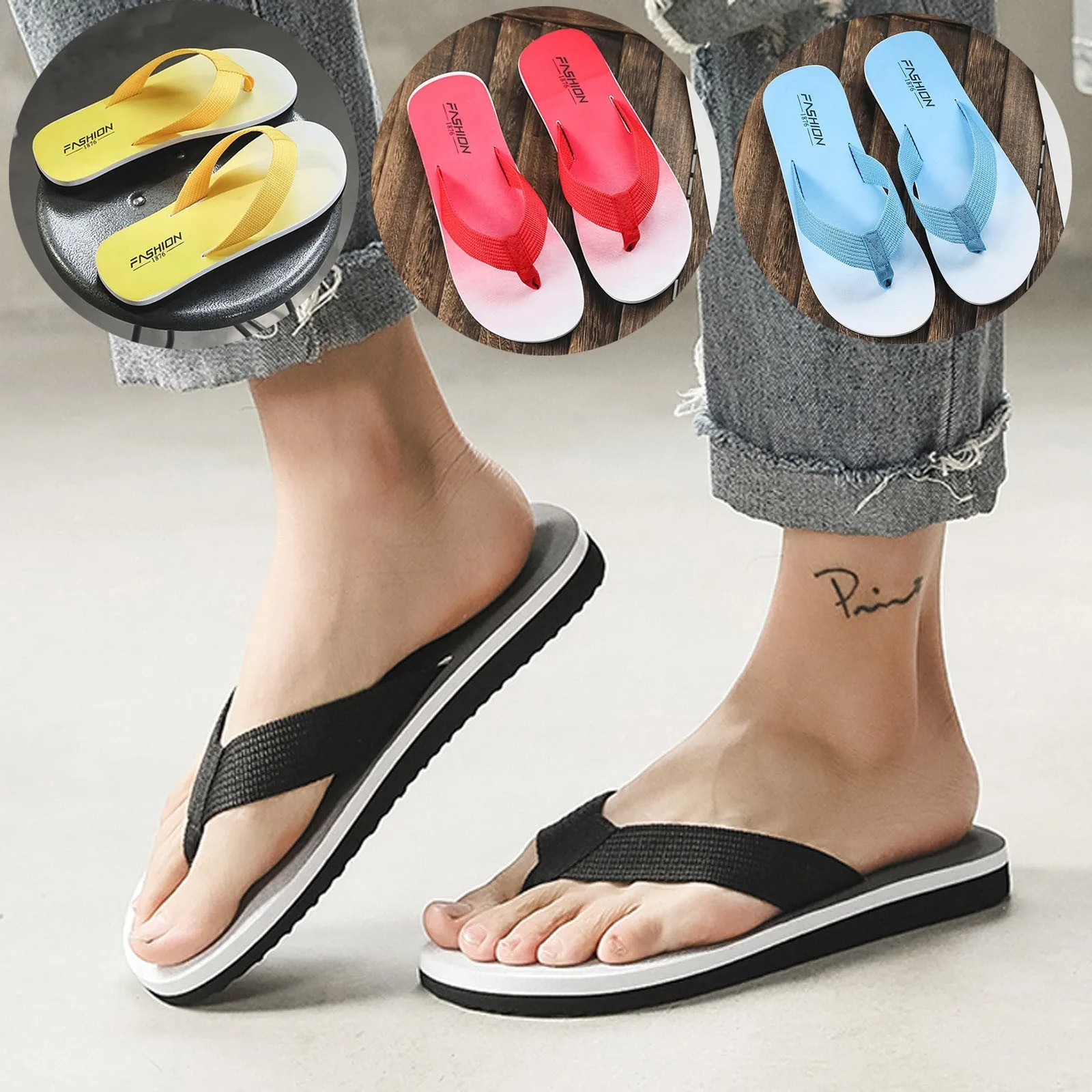 Шлепанцы Мужские дышащие Нескользящие пляжные легкие плоская подошва летние