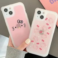 cartoon hello kitty cat for girls phone cases for iphone 13 12 11 pro max xr xs max x transparent anti drop soft tpu cover gift