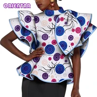 african women boubou fashion african top shirt for women flare sleeve o neck top coat ankara print dashiki women shirt wy9787