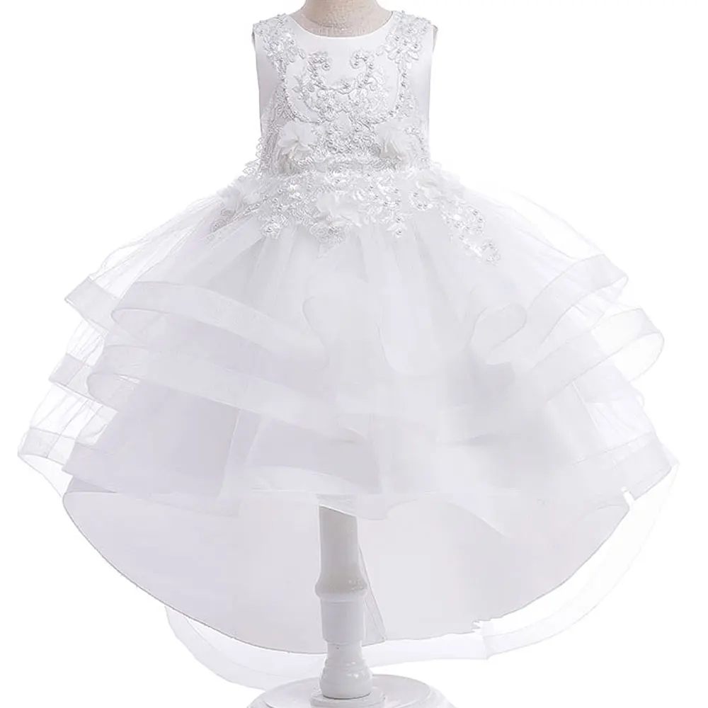 

Children Wedding Dress Organza Mesh Net Robe Enfant Mariage Fille Applique Flower Dress For Kid 3/4/5/6/7/8/9/10/11/12 Year Girl