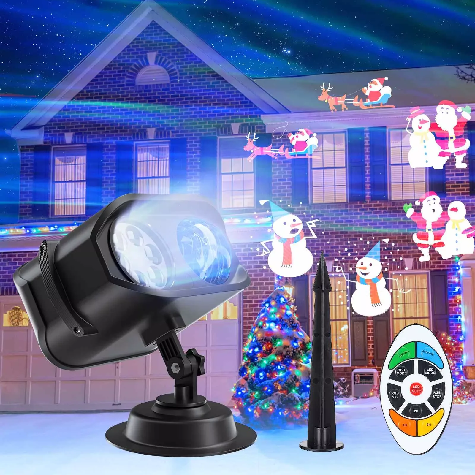 

Новый рождественский проектор на Хэллоуин, уличное освещение Aurora 42 шаблона, водонепроницаемый двойной проектор, садовые огни, Рождественск...