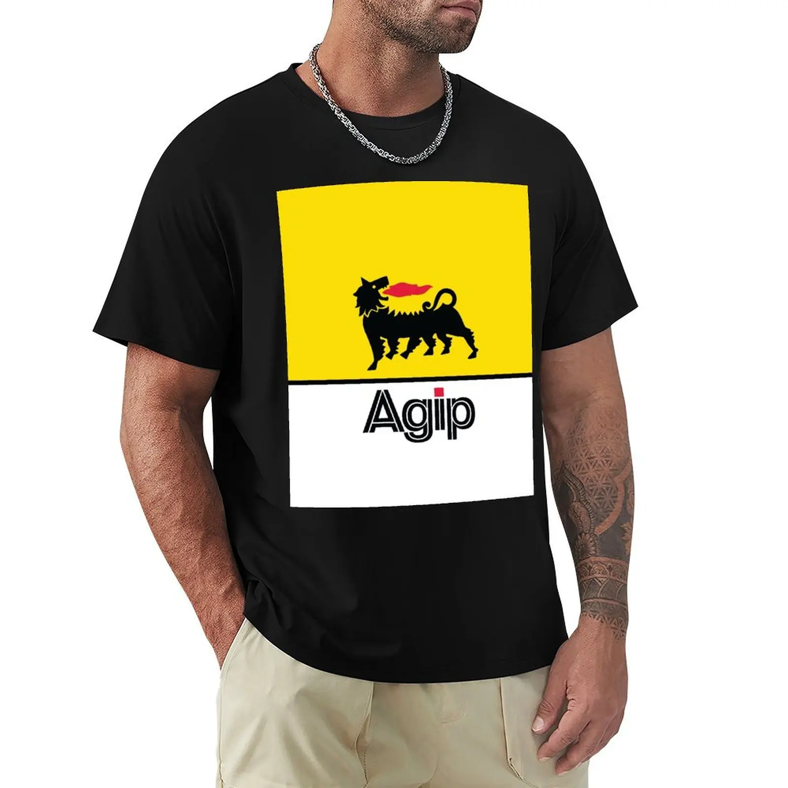 Фото Футболка с логотипом AGIP Lubricants 1968–1998, легкая футболка для походов №1