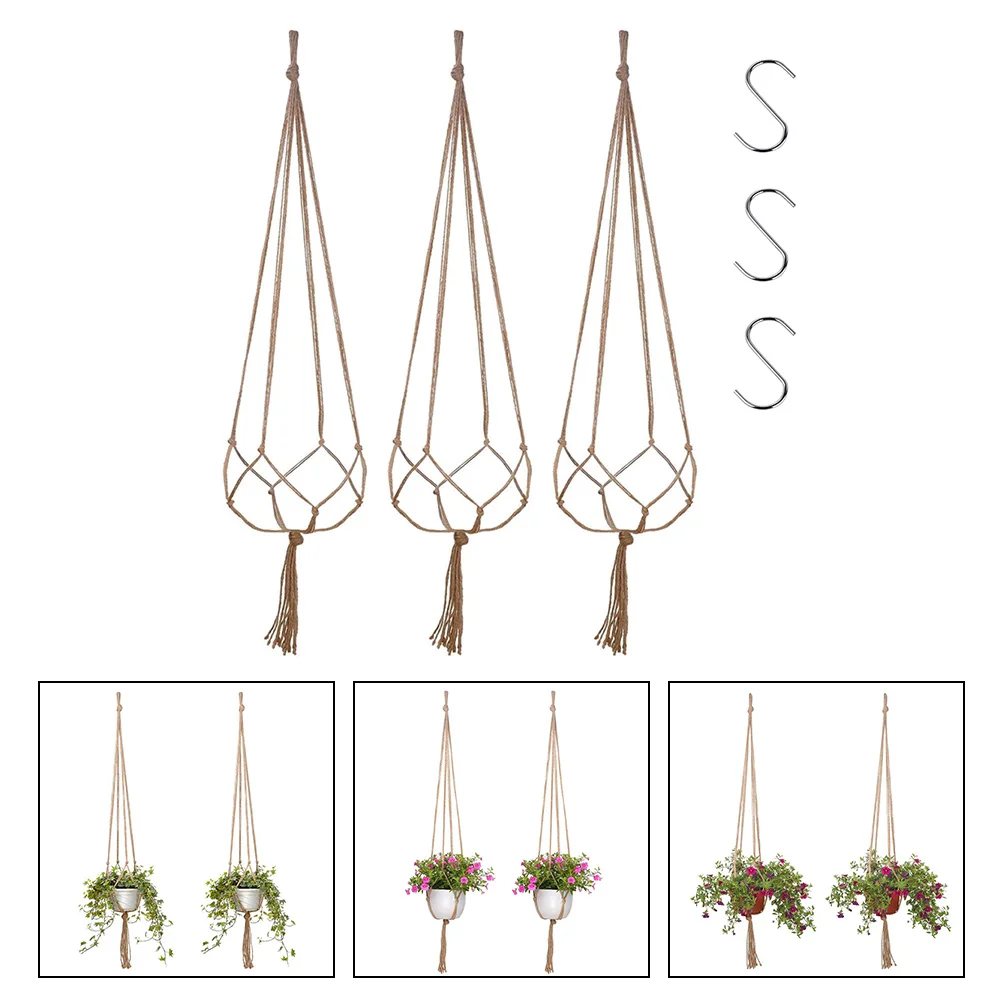 

Net Hanging Basket Flowerpot Bag Holder Woven Rope Pots Nets Boho Decorations