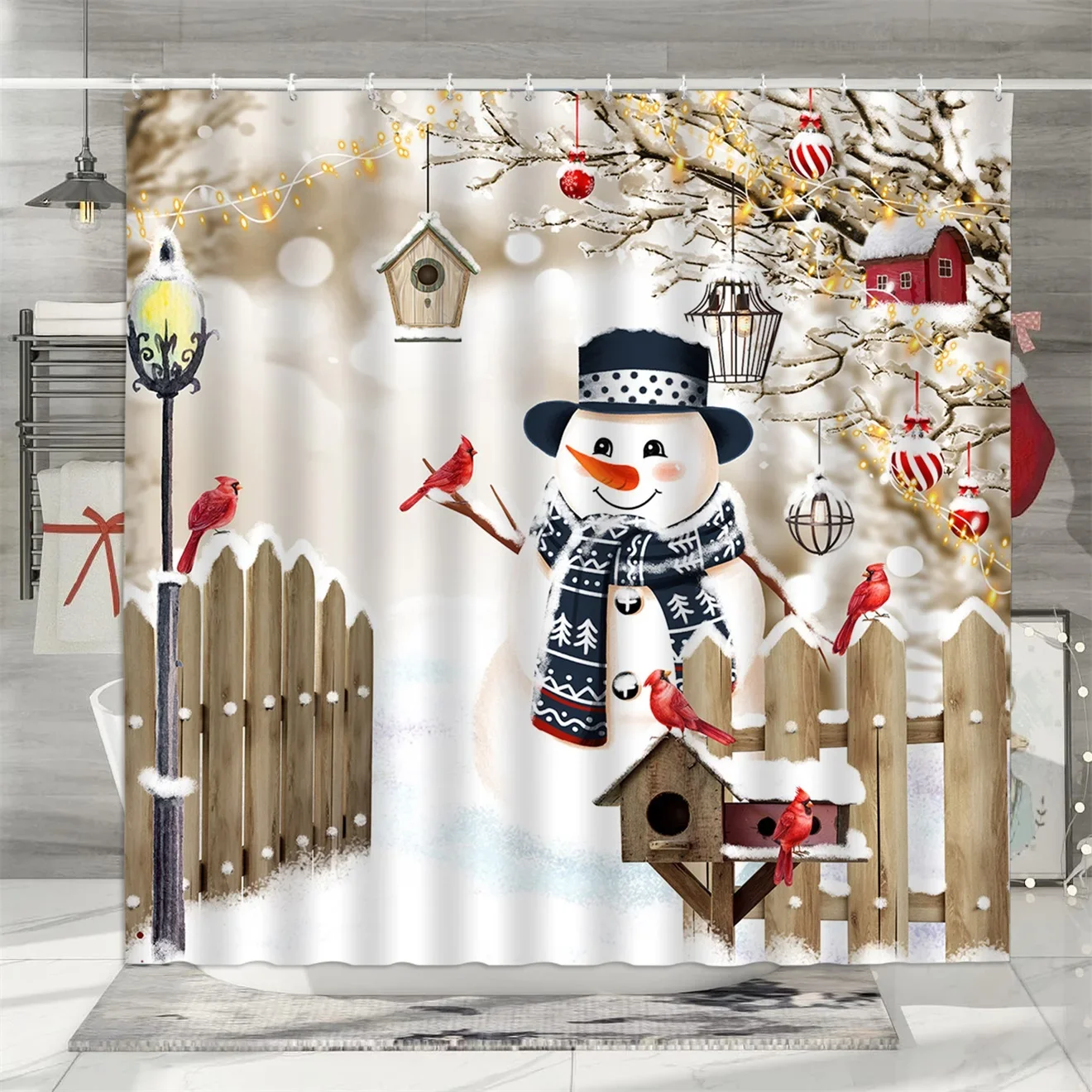 

Рождественская занавеска для душа из полиэстера