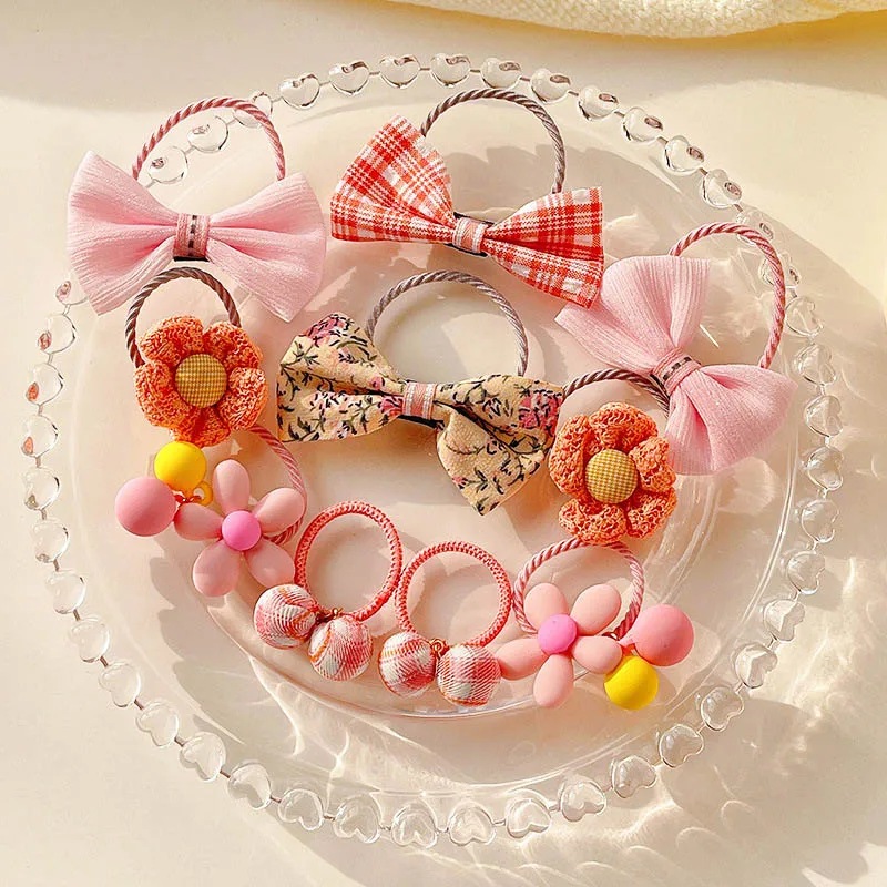 

10/11Pcs Cartoon Flower Bows Hair Ropes Baby Girl Kids Ponytail Holder Hair Ring Baby Hair Accessories Elastic Hair Bands