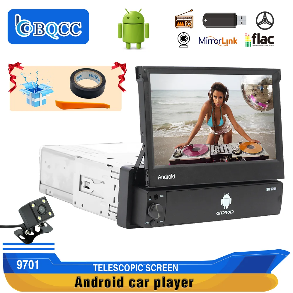 Автомобильный мультимедийный плеер стерео-система на Android с выдвижным экраном 7