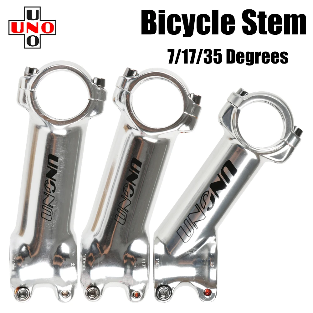 

UNO Ultra Light Bicycle Stem Silver 7 / 17 / 35 Degree 60 / 70 / 90 / 110 / 120 / 130mm MTB Mountain Road Bicycle Handle Riser