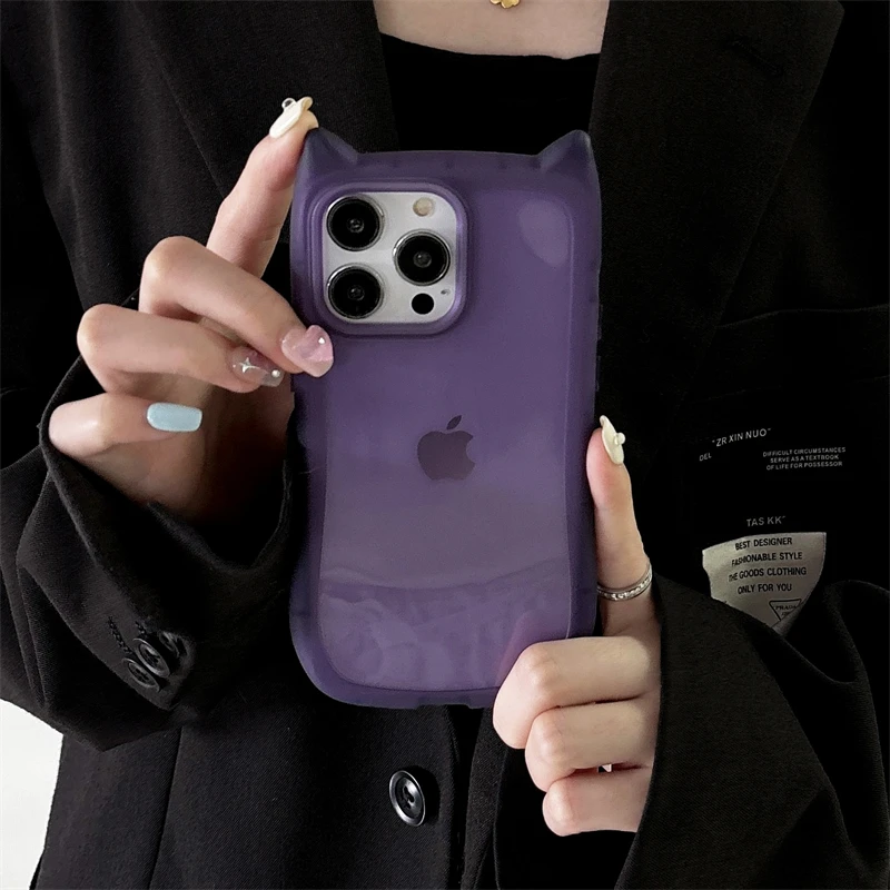 Чехол с кошачьими ушками для iPhone 15 14 13 12 11 Pro Max Plus