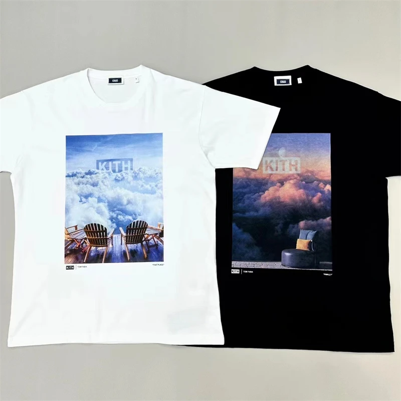 

23SS NEW Oversized KITH T-shirt Men Women 1:1 High Quality Colorful Glow Rendering Pattern T Shirt Tee Tops short sleeves