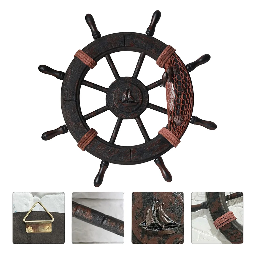 

Home Decor Rudder Ship Wall Hanging Pendant Wooden Gift Helm Wheel Decoration Door Ornament Adornment Baby