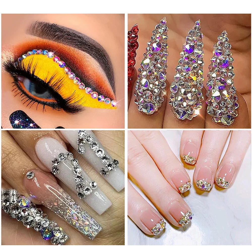

1440pcs Brilliant Broken Diamond Clear Crystal AB Color Flat Diamond Nail Art Rhinestone Nail Art Decoration Accessories