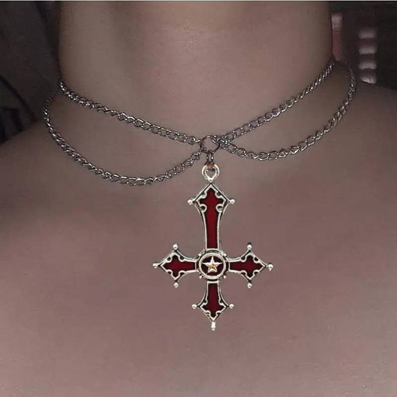 Женское ожерелье с подвеской Goth черное крестом в гробу подвеска-чокер стиле панк