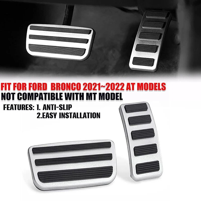 

2pcs Aluminium Alloy Non-Slip Pedals Car Throttle Brake Treadle for Ford Bronco 2021 2022 (Automatic)
