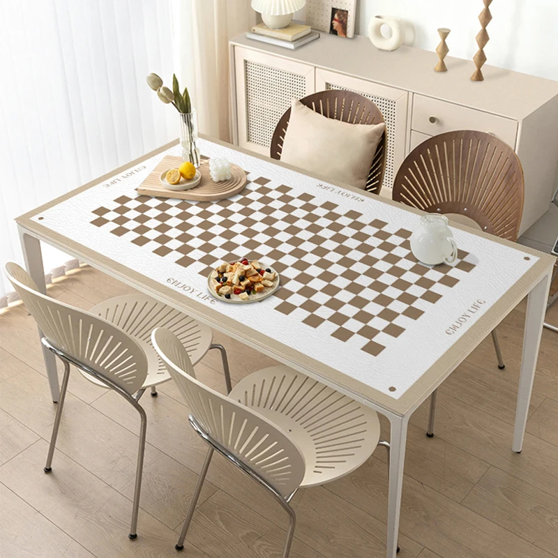

Grid leather table mat, waterproof, oil resistant, wash free, and scald resistant tablecloth
