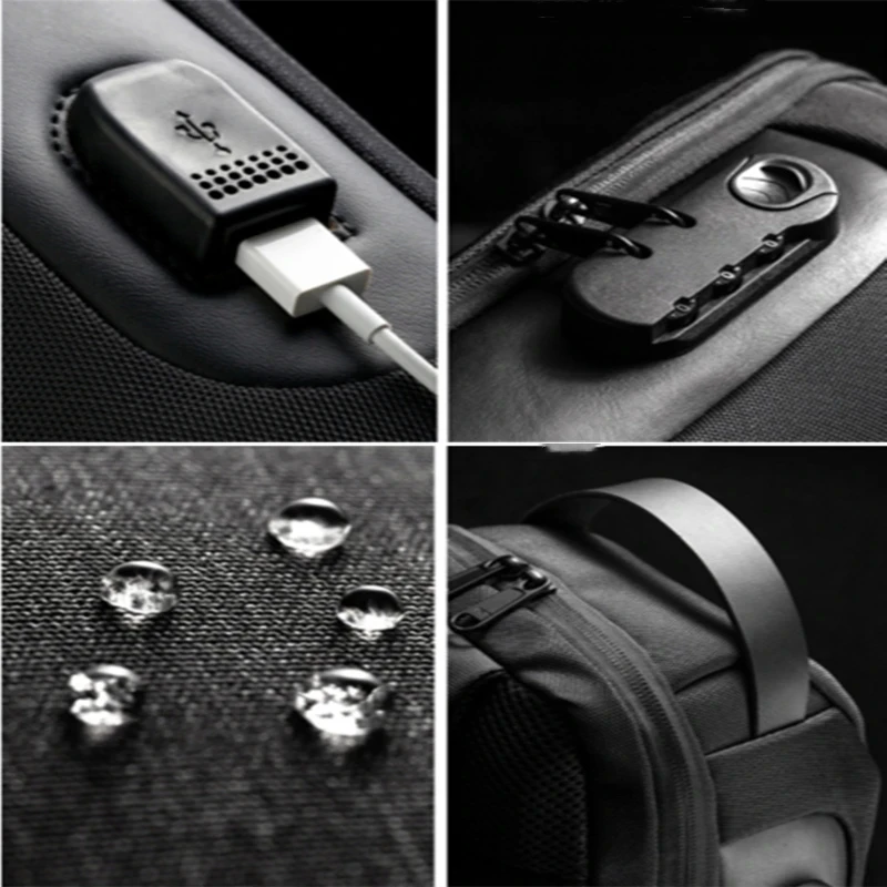 Men Chest Bag Designer for Male Crossbody Bags Luxury Waterproof USB Shoulder Bag Anti-Theft Travel Messenger Chest Sling Pack