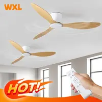 42/52 Inch Black White Ceiling Fan Without Lights Modern Inverter Fan With Remote Control For Dining Room Living Room