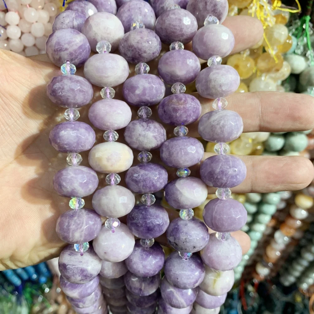 Натуральный лепидолит кварц драгоценный камень солнце браслет изготовление