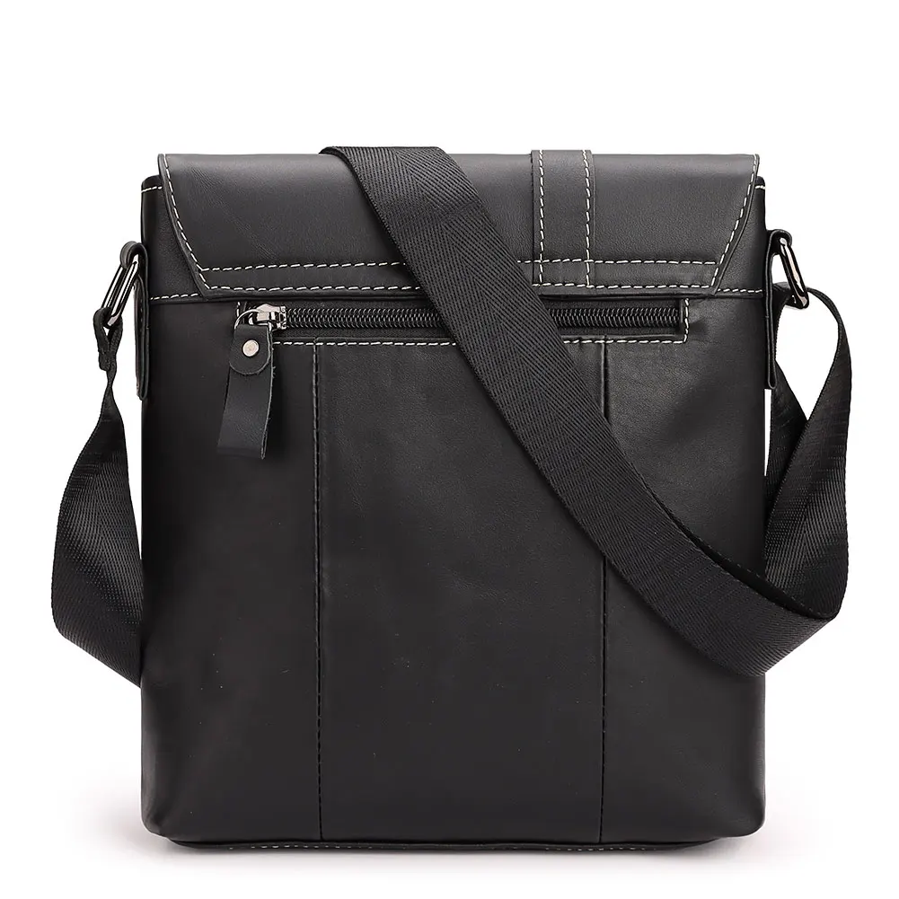 New Cowhide Leather Shoulder Bag for Men Luxury Design Messenger Bag Lightweight Crossbody Bags for 9.7inch iPad Flap Pocket