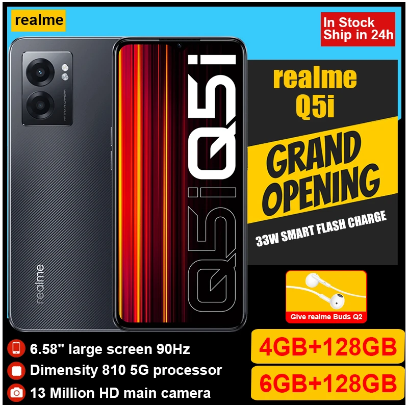 realme q5i moblie phone dimensity 810 33w smart flash charge cellphone 5000mah ultra large battery 5g smartphone free global shipping