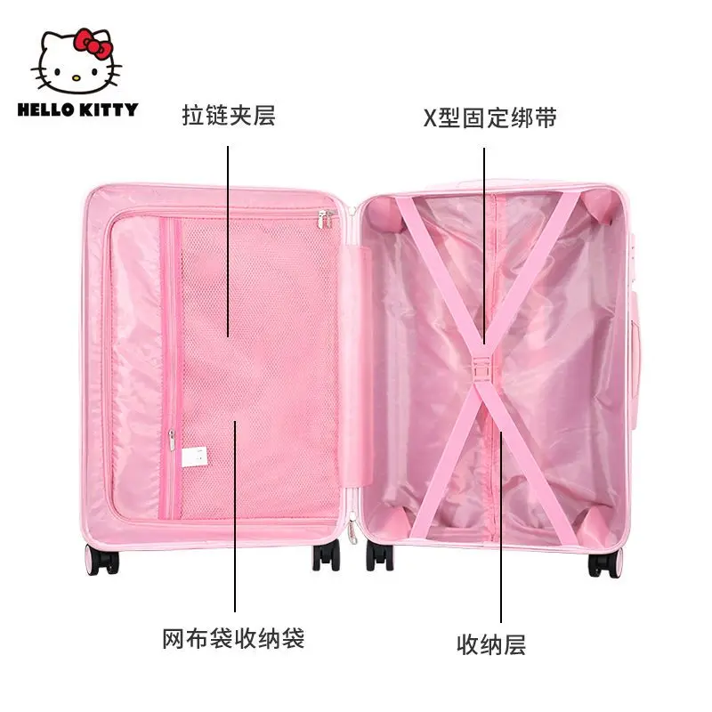 Hellokitty20-Inch Luggage Student 24-Inch Trolley Case Pink Suitcase Large Capacity Lightweight Sanrio business travel cute