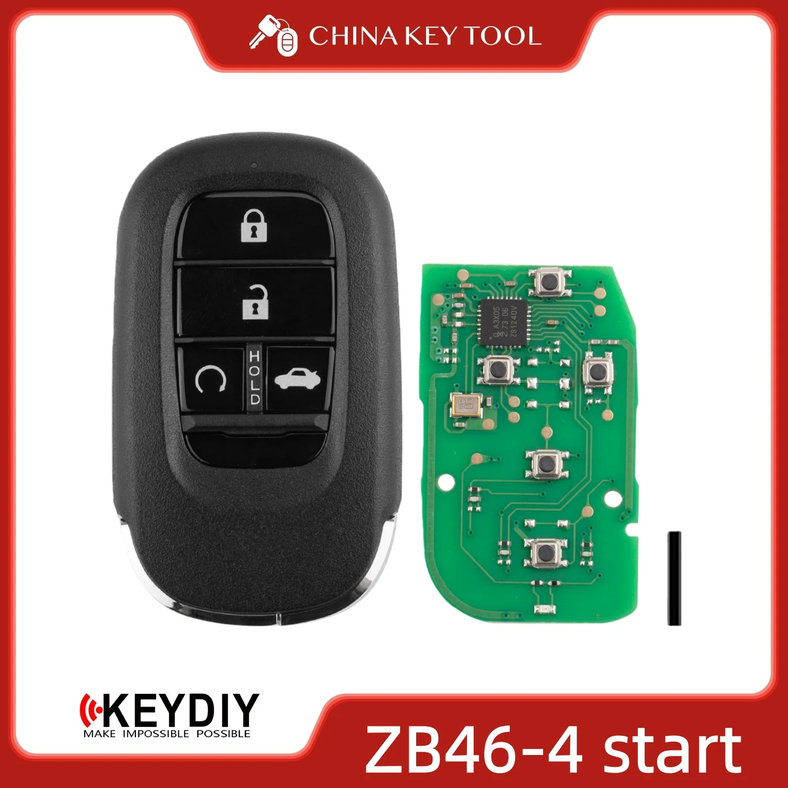 Фото KEYDIY KD ZB46-4 (Старт) Универсальный интеллектуальный дистанционный ключ, 4 кнопки, совместимые с типом Honda №1