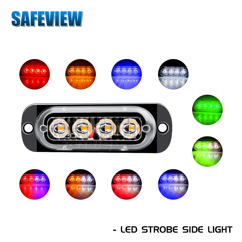 

4LED Car Strobe Warning Light Grill Flashing Breakdown Emergency Light Car Truck Trailer Beacon Lamp LED Side Light For Cars