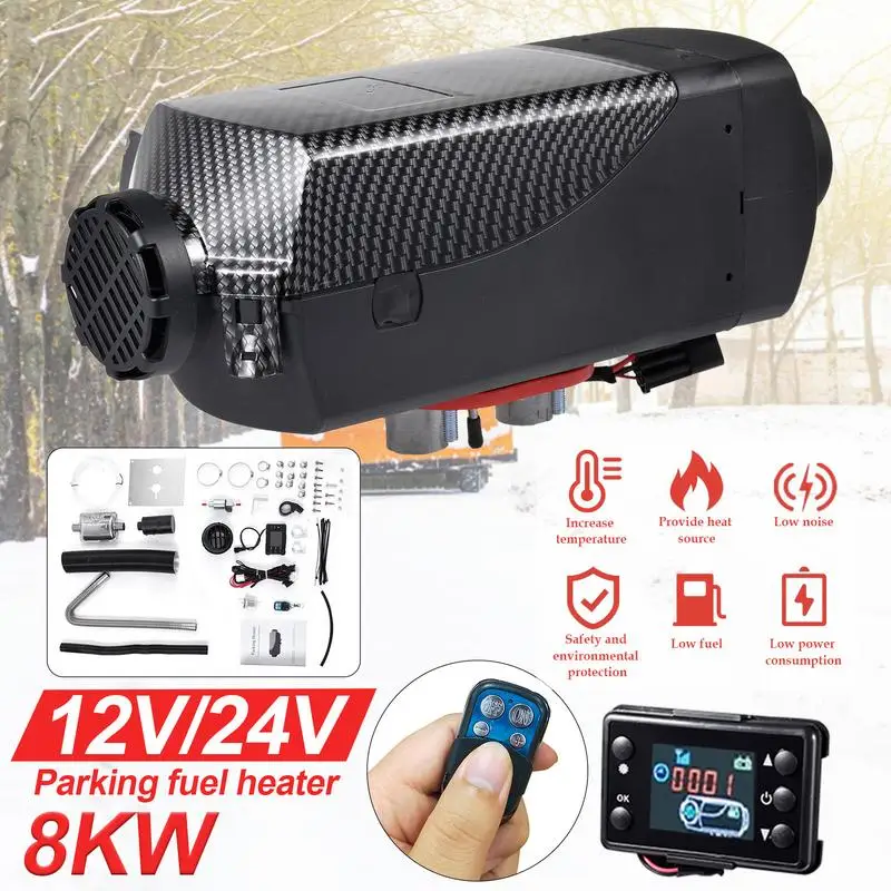 

12/24V 8KW Car Air Diesels Fuel Heater With LCD Switch Remote Control Auxiliary Parking Parking For Truck Boat Bus RV Trailer